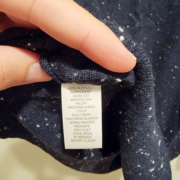 LOFT Blue & White Speckled Cowl Neck Sweater - Picture 4 of 5